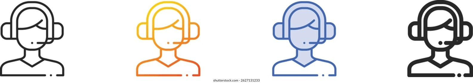 support icon.Thin Linear, Gradient, Blue Stroke and bold Style Design Isolated On White Background