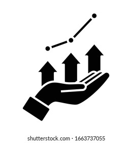 Unterstützung der Erhöhung der schwarzen Symbol, Concept Illustration, Vektorillustration flach Symbol, Glyph-Zeichen.