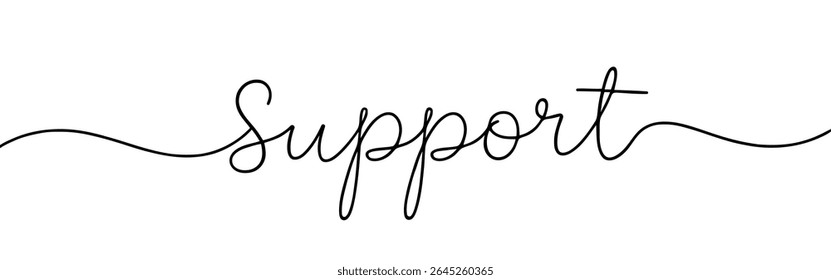 Inscripción de la Asistencia Dibujo continuo de una línea con la palabra. Dibujo minimalista de ilustración de frase.