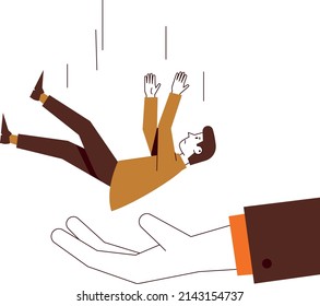 Support and insurance illustration. A hand supports a falling person.