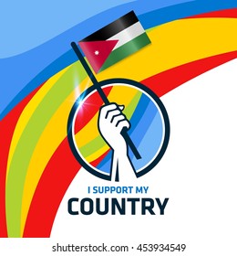 I Support Jordan. Hand holding the Country flag - abstract background Man Holding Flag in Rio Olympics 2016