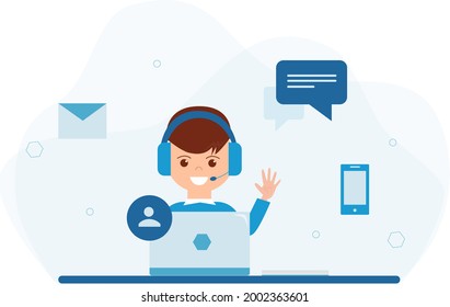 Support. Laptop vector icon. Business concept. Call icon vector. Telephone symbol. Vector illustration isolated. Human relationship. Business meeting.