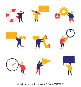 Support, letter, call. Flat style vector illustration.