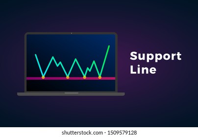 Support level line flat icon - chart pattern figure technical analysis. Vector stock and cryptocurrency exchange graph, forex analytics, trading market price.