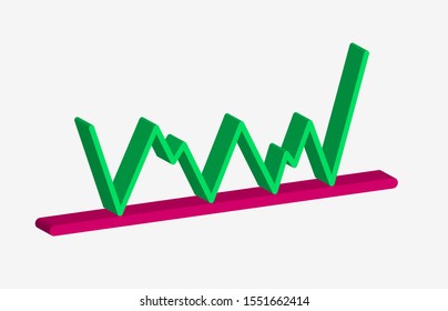 Support levels line vector icon isolated on white. Chart pattern figure technical analysis. Stock and cryptocurrency exchange graph, forex analytics, trading market price.	