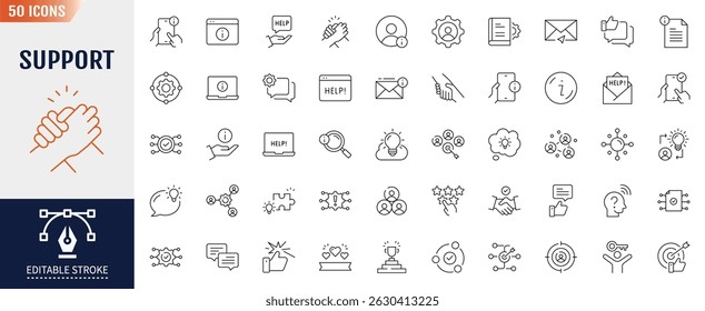 Support line editable icon set. Containing Customer service, help, call and more. Vector illustration