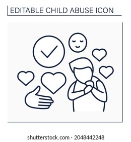 Support line icon. Care and nice behaviour against child. Child protective agency. Child abuse concept. Isolated vector illustration. Editable stroke