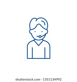 Support line icon concept. Support flat  vector symbol, sign, outline illustration.