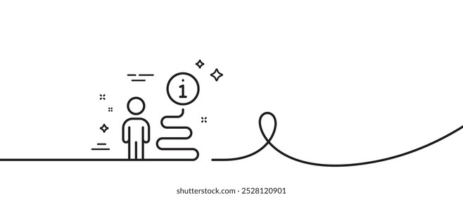 Support line icon. Continuous one line with curl. Help information sign. Info path symbol. Support single outline ribbon. Loop curve pattern. Vector