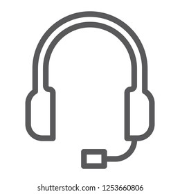 Support line icon, helpline and operator, headset sign, vector graphics, a linear pattern on a white background, eps 10.