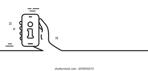Icono de línea de soporte. Signo de información telefónica. Símbolo de información del Smartphone. Fondo mínimo de la ilustración de línea. Banner de patrón de icono de línea de soporte. Concepto de plantilla web blanca. Vector