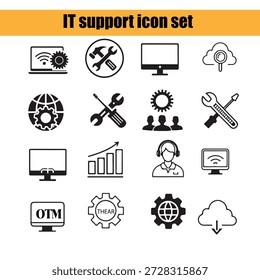 IT Support line Icon Set