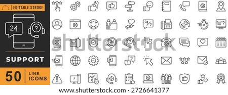 Support line icon set. Editable stroke. Vector illustration.