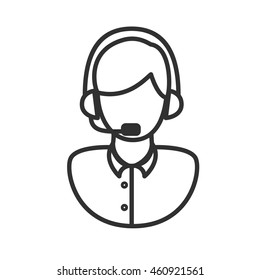 support linear icon. Girl with microphone. Thin line design