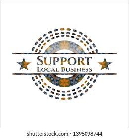 Support Local Business arabesque style badge. arabic decoration.