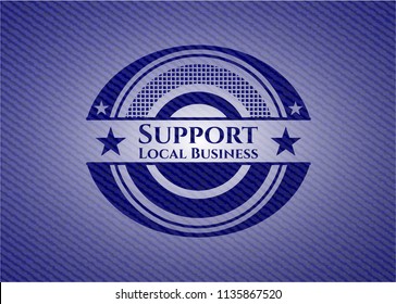 Support Local Business badge with denim background