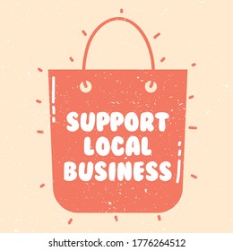 support local business campaign with shopping bag vector illustration design