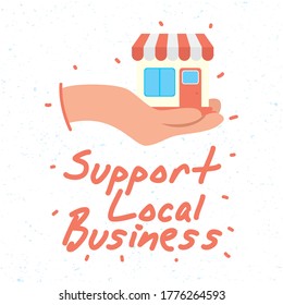 support local business campaign with store building vector illustration design