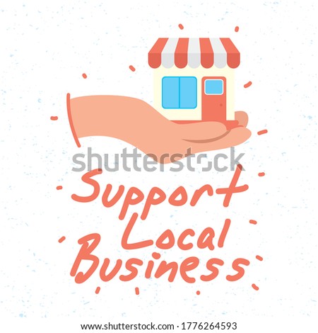 support local business campaign with store building vector illustration design