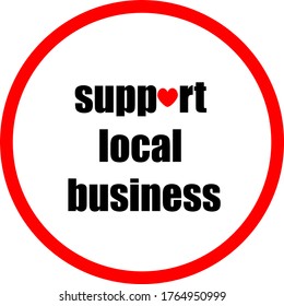 support local business heart round circle red