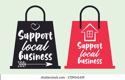 support local business poster with shopping bag vector illustration design