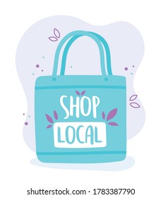support local business, shop small market ecology bag vector illustration