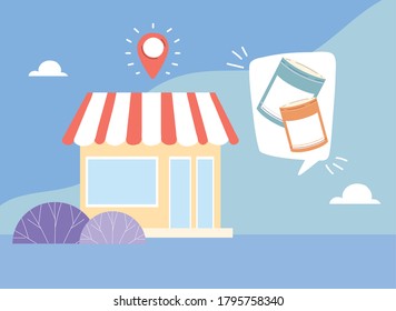 support local businesses and their sales vector illustration design