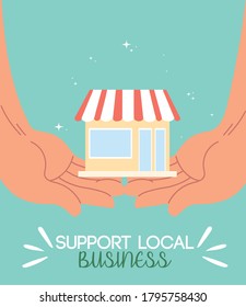 support local businesses and their sales vector illustration design