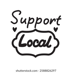 Support local handwritten text illustration