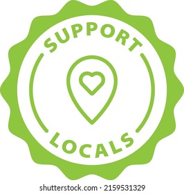 support locals green stamp outline badge icon label isolated rounded vector on transparent background