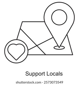 Support Locals icon, Empowering Communities The Importance of Supporting Locals, Shop Local, Thrive Local: Building Stronger Neighborhoods Together, vector