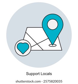 Support Locals Icon, Empowering Communities The Importance of Supporting Locals, icon, Think Local, Act Local: Strengthening Neighborhood Businesses, vector