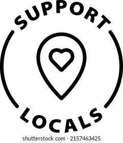 Support Locals Local Community Black Outline Badge Icon Label Isolated Vector On Transparent Background