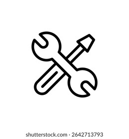 Support, maintenance icon symbolizing tools, repair, fixing, and mechanical work for UI, service, or industrial design.