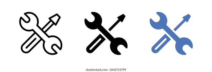 Support, maintenance icon symbolizing tools, repair, fixing, and mechanical work for UI, service, or industrial design.