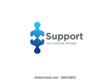 Support Manager Client user Logo design vector template.
Recruiting HR Creative man character abstract logotype concept icon.