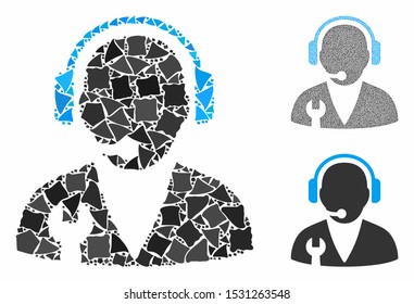 Support manager composition of ragged parts in variable sizes and shades, based on support manager icon. Vector abrupt parts are organized into composition.