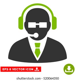 Support Manager EPS vector icon. Illustration style is flat iconic bicolor eco green and gray symbol on white background.