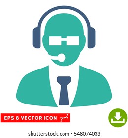 Support Manager EPS vector icon. Illustration style is flat iconic bicolor cobalt and cyan symbol on white background.