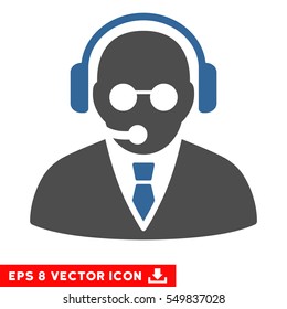 Support Manager EPS vector icon. Illustration style is flat iconic bicolor cobalt and gray symbol on white background.