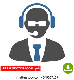Support Manager EPS vector icon. Illustration style is flat iconic bicolor cobalt and gray symbol on white background.