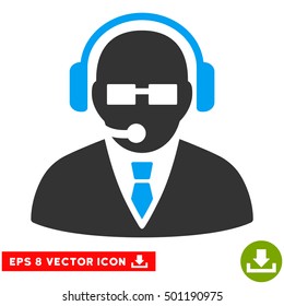 Support Manager EPS vector pictogram. Illustration style is flat iconic bicolor blue and gray symbol on white background.