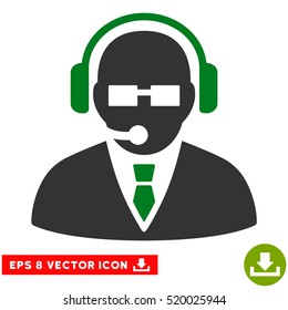 Support Manager EPS vector pictogram. Illustration style is flat iconic bicolor green and gray symbol on white background.