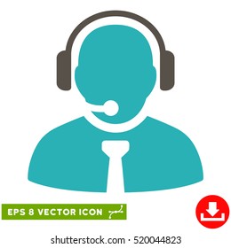 Support Manager EPS vector pictogram. Illustration style is flat iconic bicolor grey and cyan symbol on white background.