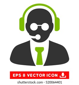 Support Manager EPS vector pictogram. Illustration style is flat iconic bicolor eco green and gray symbol on white background.