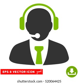Support Manager EPS vector pictogram. Illustration style is flat iconic bicolor eco green and gray symbol on white background.