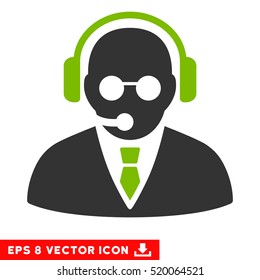 Support Manager EPS vector pictogram. Illustration style is flat iconic bicolor eco green and gray symbol on white background.