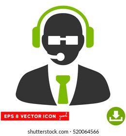 Support Manager EPS vector pictogram. Illustration style is flat iconic bicolor eco green and gray symbol on white background.