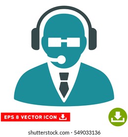 Support Manager EPS vector pictogram. Illustration style is flat iconic bicolor soft blue symbol on white background.