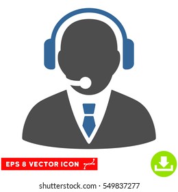 Support Manager EPS vector pictogram. Illustration style is flat iconic bicolor cobalt and gray symbol on white background.